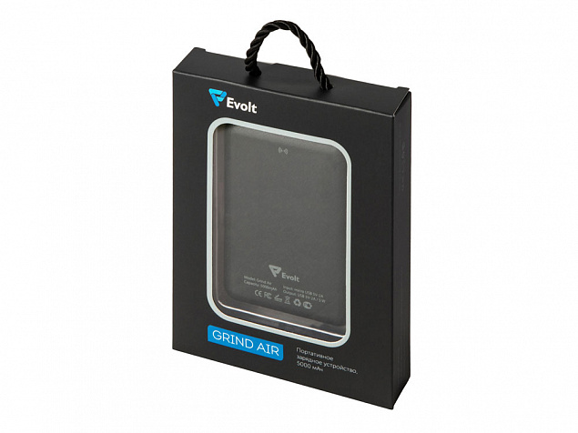 Беспроводной внешний аккумулятор «Grind Air» v. 2, 5000 mAh с логотипом в Нефтекамске заказать по выгодной цене в кибермаркете AvroraStore
