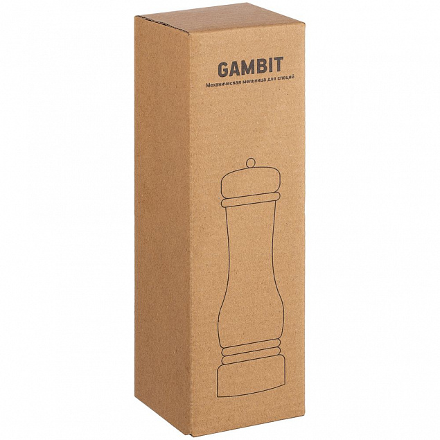 Механическая мельница для специй Gambit, белая с логотипом в Нефтекамске заказать по выгодной цене в кибермаркете AvroraStore