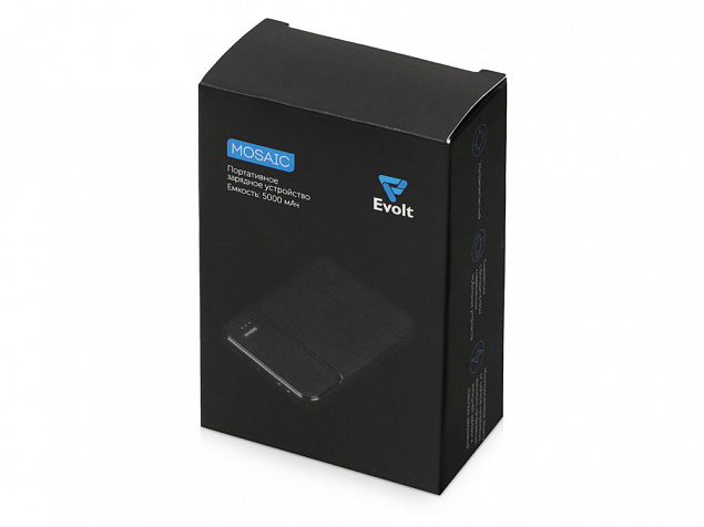 Внешний аккумулятор Evolt Mosaic, 5000 mAh, черный с логотипом в Нефтекамске заказать по выгодной цене в кибермаркете AvroraStore