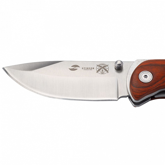 Складной нож Stinger 8236, коричневый с логотипом в Нефтекамске заказать по выгодной цене в кибермаркете AvroraStore