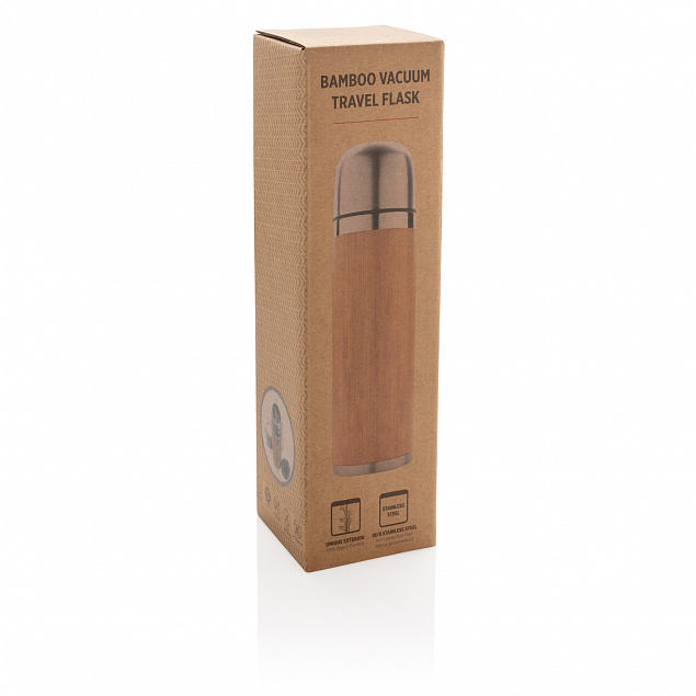Герметичный вакуумный термос для путешествий Bamboo, 450 мл с логотипом в Нефтекамске заказать по выгодной цене в кибермаркете AvroraStore