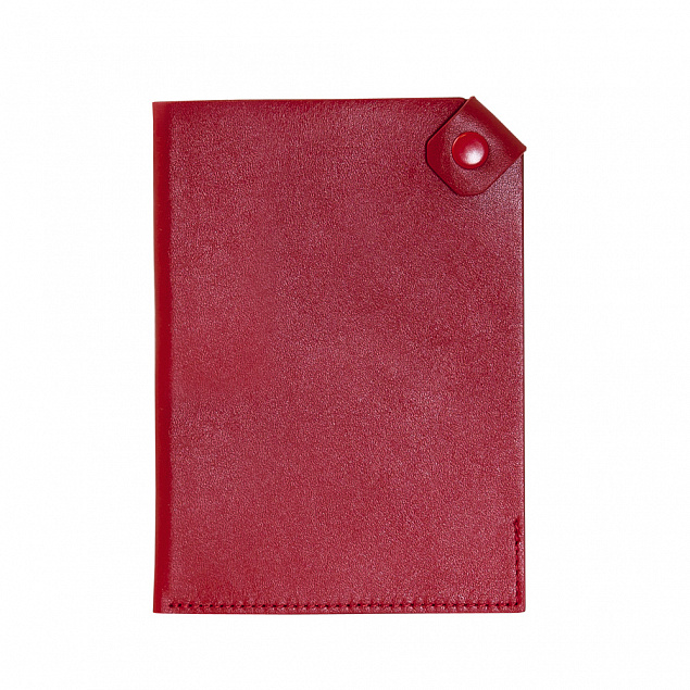 Чехол для паспорта PURE 140*90 мм., застежка на кнопке, натуральная кожа (гладкая), красный с логотипом в Нефтекамске заказать по выгодной цене в кибермаркете AvroraStore