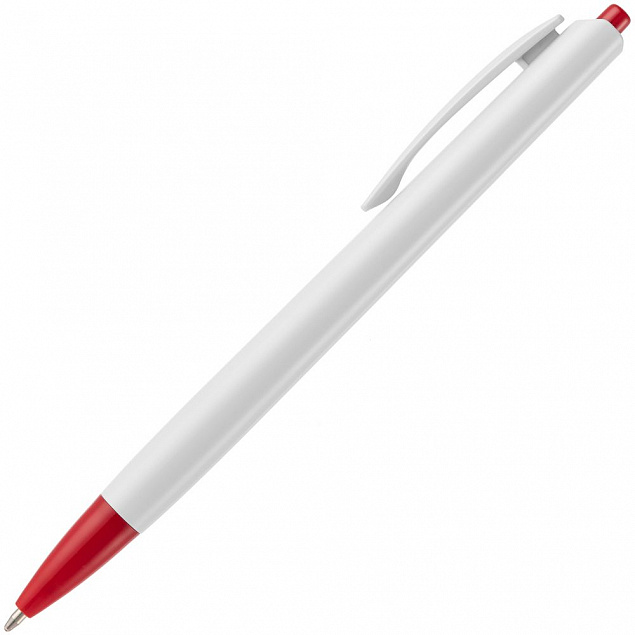 Ручка шариковая Tick, белая с красным с логотипом в Нефтекамске заказать по выгодной цене в кибермаркете AvroraStore