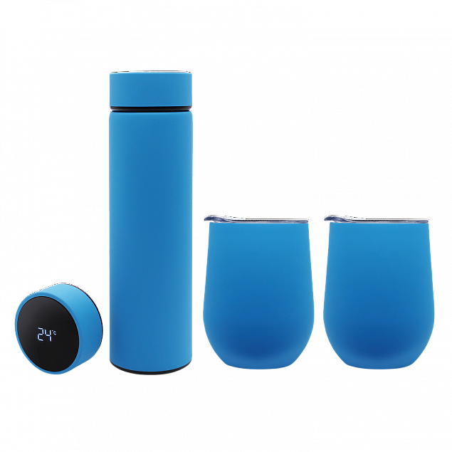Набор Hot Box C2 (софт-тач) B, голубой с логотипом в Нефтекамске заказать по выгодной цене в кибермаркете AvroraStore