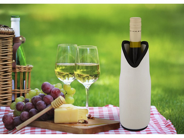 Noun Держатель-руква для бутылки с вином из переработанного неопрена, белый с логотипом в Нефтекамске заказать по выгодной цене в кибермаркете AvroraStore