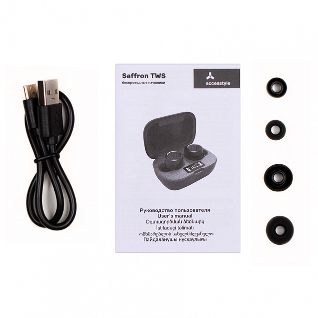 Беспроводные наушники Accesstyle Saffron TWS, черный с логотипом в Нефтекамске заказать по выгодной цене в кибермаркете AvroraStore