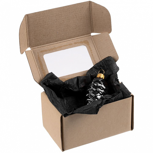Елочная игрушка «Шишка» в коробке, графит с логотипом в Нефтекамске заказать по выгодной цене в кибермаркете AvroraStore