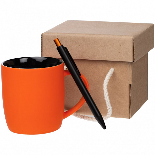 Набор Color Block, оранжевый с черным с логотипом в Нефтекамске заказать по выгодной цене в кибермаркете AvroraStore