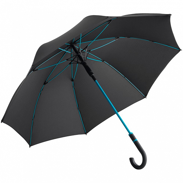 Зонт-трость с цветными спицами Color Style, бирюзовый с логотипом в Нефтекамске заказать по выгодной цене в кибермаркете AvroraStore