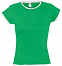Футболка женская MOOREA 170, ярко-зеленая с белой отделкой с логотипом в Нефтекамске заказать по выгодной цене в кибермаркете AvroraStore