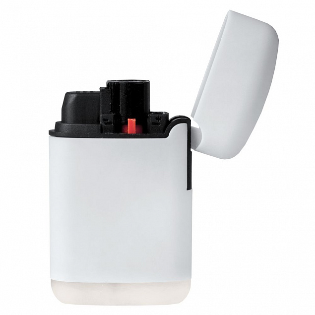 Зажигалка Zenga, турбо, многоразовая, белая с логотипом в Нефтекамске заказать по выгодной цене в кибермаркете AvroraStore