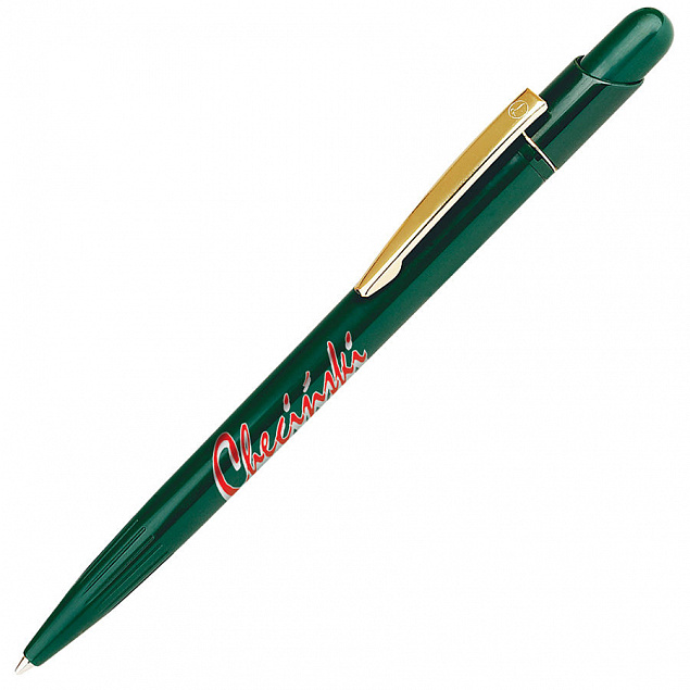 MIR, ручка шариковая с золотистым клипом, зеленый, пластик/металл с логотипом в Нефтекамске заказать по выгодной цене в кибермаркете AvroraStore