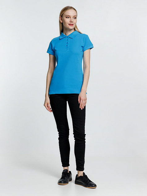 Рубашка поло женская Virma Premium Lady, бирюзовая с логотипом в Нефтекамске заказать по выгодной цене в кибермаркете AvroraStore