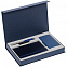 Коробка Silk с ложементом под ежедневник, аккумулятор и ручку, синяя с логотипом в Нефтекамске заказать по выгодной цене в кибермаркете AvroraStore