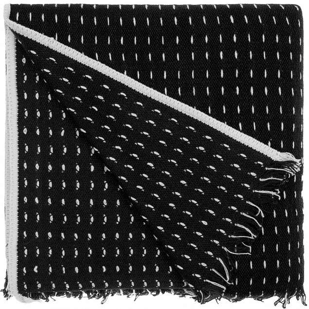 Плед Fringy, черный с белым с логотипом в Нефтекамске заказать по выгодной цене в кибермаркете AvroraStore