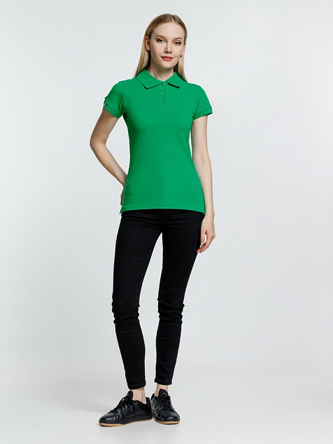 Рубашка поло женская Virma Premium Lady, зеленая с логотипом в Нефтекамске заказать по выгодной цене в кибермаркете AvroraStore