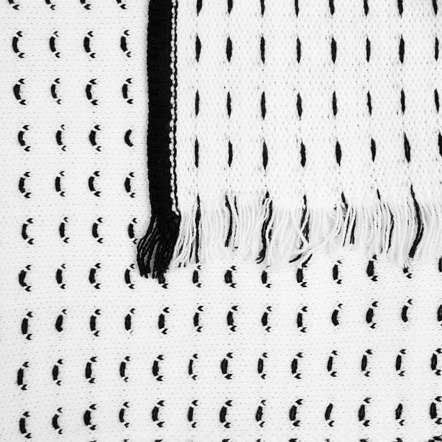 Плед Fringy, белый с черным с логотипом в Нефтекамске заказать по выгодной цене в кибермаркете AvroraStore