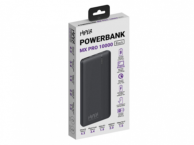 Портативный внешний аккумулятор «MX PRO», 10000 mAh с логотипом в Нефтекамске заказать по выгодной цене в кибермаркете AvroraStore