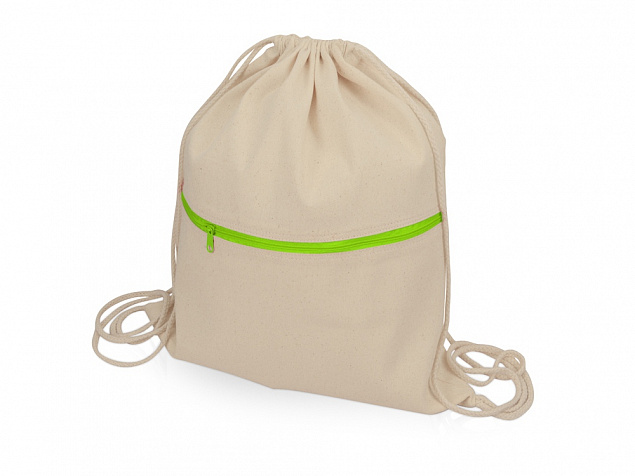 Рюкзак-мешок хлопковый Lark с цветной молнией с логотипом в Нефтекамске заказать по выгодной цене в кибермаркете AvroraStore
