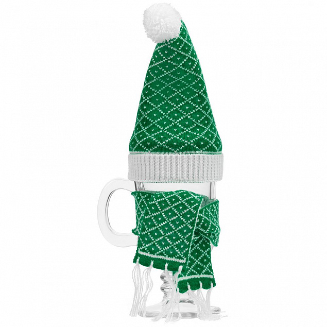 Вязаный шарфик Dress Cup, зеленый с логотипом в Нефтекамске заказать по выгодной цене в кибермаркете AvroraStore