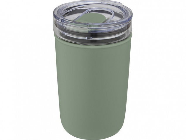 Bello, стеклянная кружка объемом 420 мл с внешней стенкой из переработанного пластика, зеленый яркий с логотипом в Нефтекамске заказать по выгодной цене в кибермаркете AvroraStore