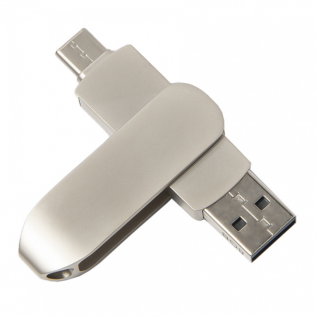 USB flash-карта CIRCLE OTG Type-C (8Гб), серебристая, 6,5х1,5х0,82 см, металл с логотипом в Нефтекамске заказать по выгодной цене в кибермаркете AvroraStore