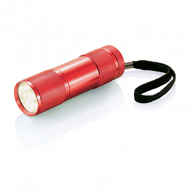 Алюминиевый фонарик Quattro, красный с логотипом в Нефтекамске заказать по выгодной цене в кибермаркете AvroraStore