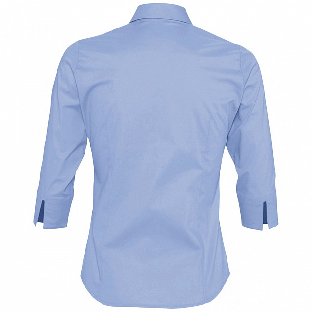 Рубашка женская с рукавом 3/4 EFFECT 140, голубая с логотипом в Нефтекамске заказать по выгодной цене в кибермаркете AvroraStore