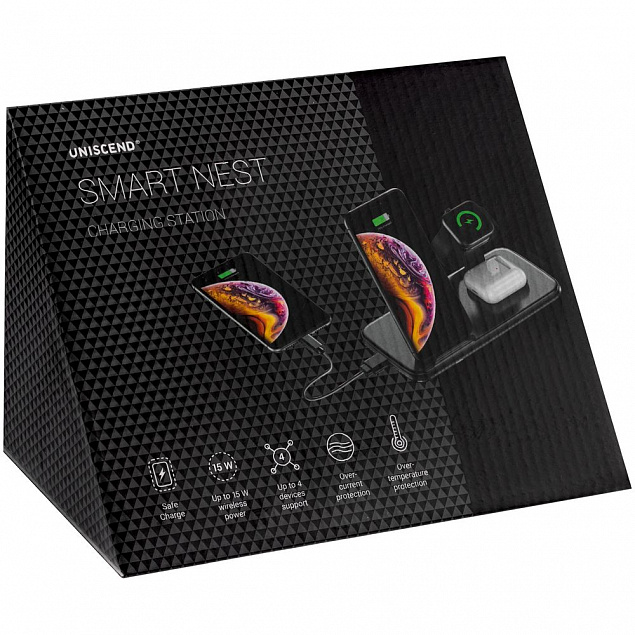 Зарядная станция Smart Nest, черная с логотипом в Нефтекамске заказать по выгодной цене в кибермаркете AvroraStore