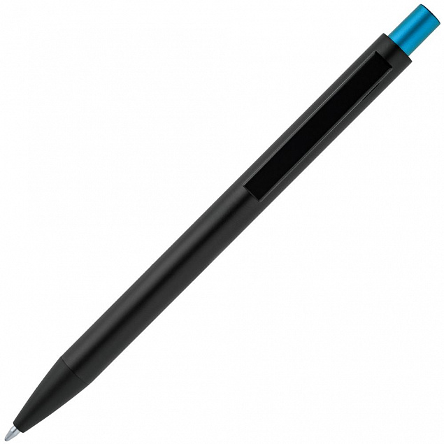 Ручка шариковая Chromatic, черная с голубым с логотипом в Нефтекамске заказать по выгодной цене в кибермаркете AvroraStore