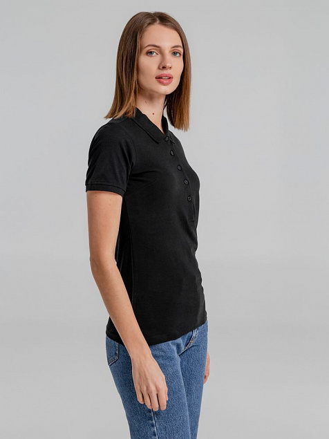 Рубашка поло женская Neptune, черная с логотипом в Нефтекамске заказать по выгодной цене в кибермаркете AvroraStore