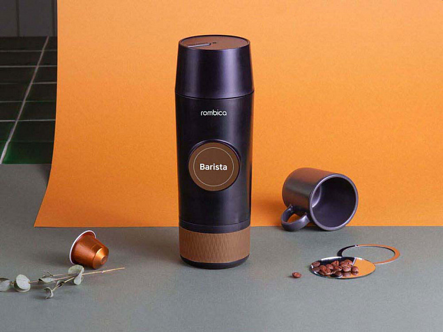 Портативная кофемашина «Barista» c быстрой зарядкой с логотипом Rombica с логотипом в Нефтекамске заказать по выгодной цене в кибермаркете AvroraStore
