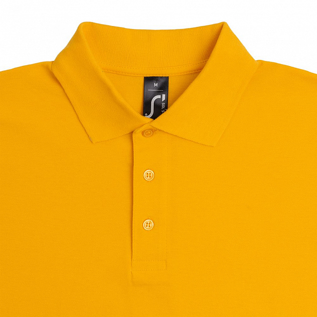 Рубашка поло мужская SUMMER 170, желтая с логотипом в Нефтекамске заказать по выгодной цене в кибермаркете AvroraStore