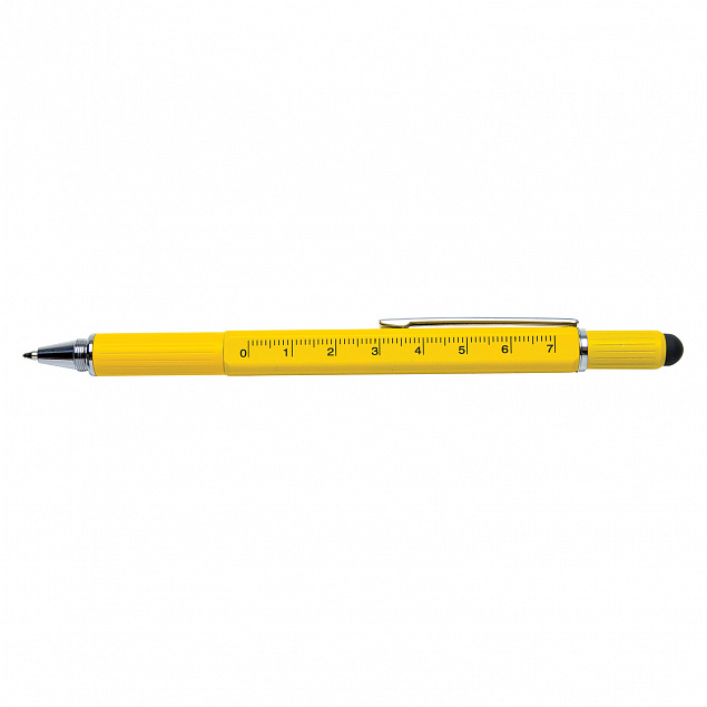 Многофункциональная ручка 5 в 1, желтый с логотипом в Нефтекамске заказать по выгодной цене в кибермаркете AvroraStore
