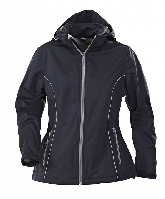 Куртка софтшелл женская HANG GLIDING, темно-синяя с логотипом в Нефтекамске заказать по выгодной цене в кибермаркете AvroraStore