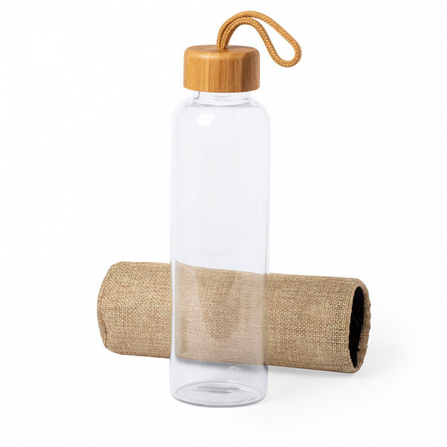 Бутылка для воды KASFOL, стекло, бамбук, 500 мл с логотипом в Нефтекамске заказать по выгодной цене в кибермаркете AvroraStore