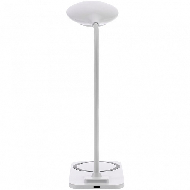 Настольная лампа с беспроводной зарядкой Modicum, белая с логотипом в Нефтекамске заказать по выгодной цене в кибермаркете AvroraStore