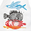 Фартук «Морские обитатели», белый с логотипом в Нефтекамске заказать по выгодной цене в кибермаркете AvroraStore