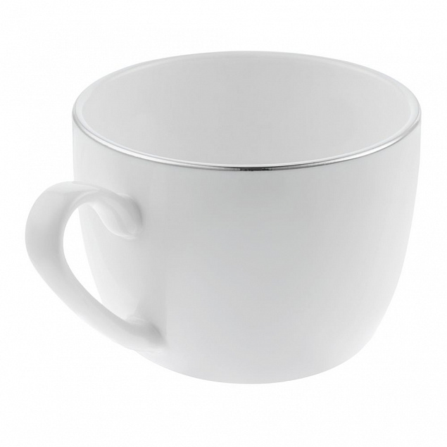 Кофейная пара Mansion Select, белая с серебристой отводкой с логотипом в Нефтекамске заказать по выгодной цене в кибермаркете AvroraStore