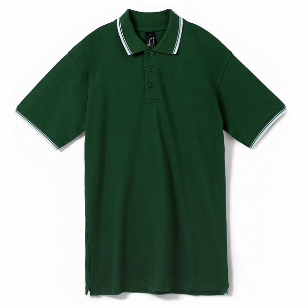Рубашка поло мужская с контрастной отделкой PRACTICE 270, зеленый/белый с логотипом в Нефтекамске заказать по выгодной цене в кибермаркете AvroraStore