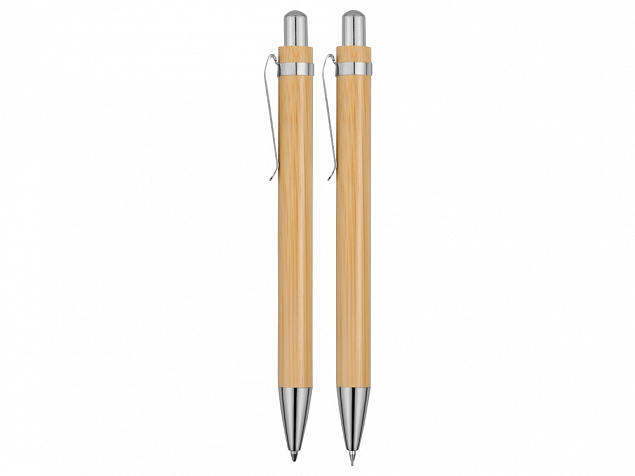 Набор Bamboo: шариковая ручка и механический карандаш с логотипом в Нефтекамске заказать по выгодной цене в кибермаркете AvroraStore