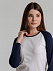 Футболка женская с длинным рукавом Milky LSL, белая с темно-синим с логотипом в Нефтекамске заказать по выгодной цене в кибермаркете AvroraStore