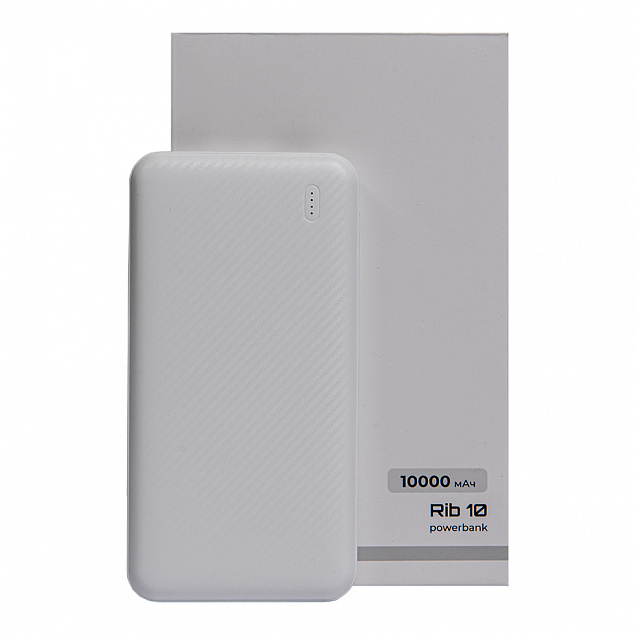 Универсальный аккумулятор OMG Rib 10 (10000 мАч), белый, 13,5х6.8х1,5 см с логотипом в Нефтекамске заказать по выгодной цене в кибермаркете AvroraStore