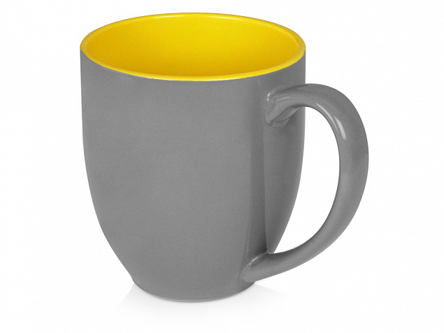 Кружка керамическая Gracy 470мл, серый/желтый с логотипом в Нефтекамске заказать по выгодной цене в кибермаркете AvroraStore