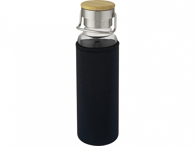 Thor, стеклянная бутылка объемом 660 мл с неопреновым чехлом, черный с логотипом в Нефтекамске заказать по выгодной цене в кибермаркете AvroraStore