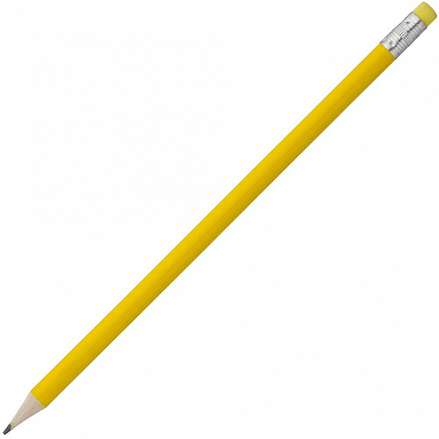 Карандаш простой Hand Friend с ластиком, желтый с логотипом в Нефтекамске заказать по выгодной цене в кибермаркете AvroraStore