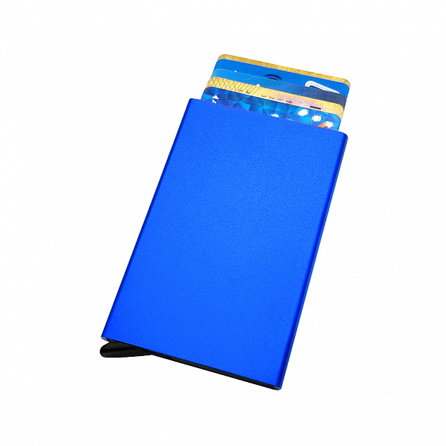 Держатель банковских карт Visir с защитой от копирования RFID - Синий HH с логотипом в Нефтекамске заказать по выгодной цене в кибермаркете AvroraStore