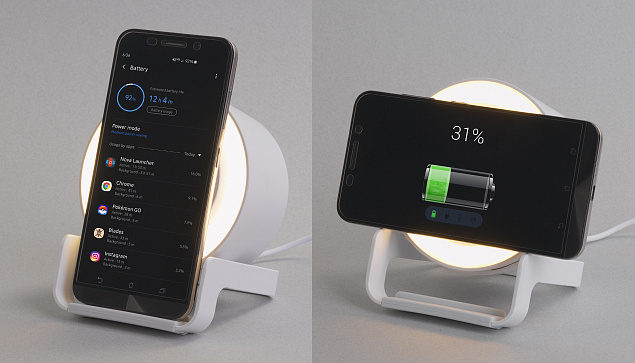 Bluetooth колонка-подставка "Smart Sound" с беспроводным (10W) зарядным устройством и подсветкой с логотипом в Нефтекамске заказать по выгодной цене в кибермаркете AvroraStore