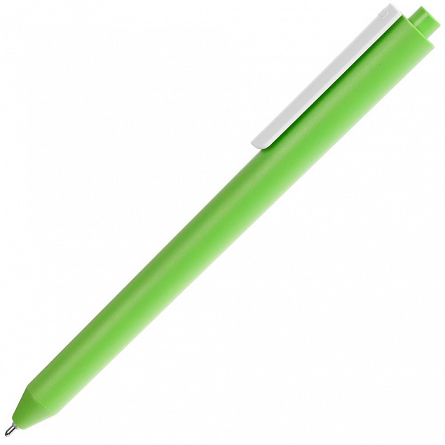 Ручка шариковая Pigra P03 Mat, светло-зеленая с белым с логотипом в Нефтекамске заказать по выгодной цене в кибермаркете AvroraStore