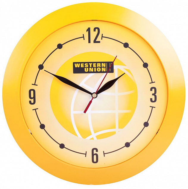Часы настенные Vivid large, желтые с логотипом в Нефтекамске заказать по выгодной цене в кибермаркете AvroraStore